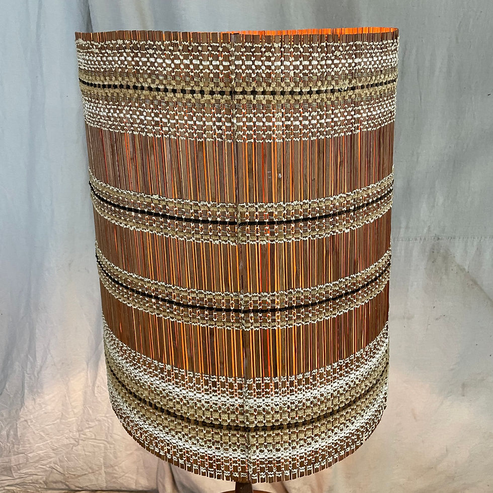 Thumbnail: Circular Side Table Floor Lamp w/ Boho Shade