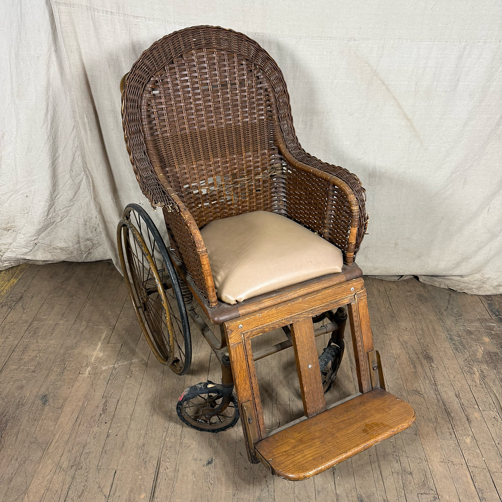 Thumbnail: Wicker Woven Antique Wheelchair Wheel Chair