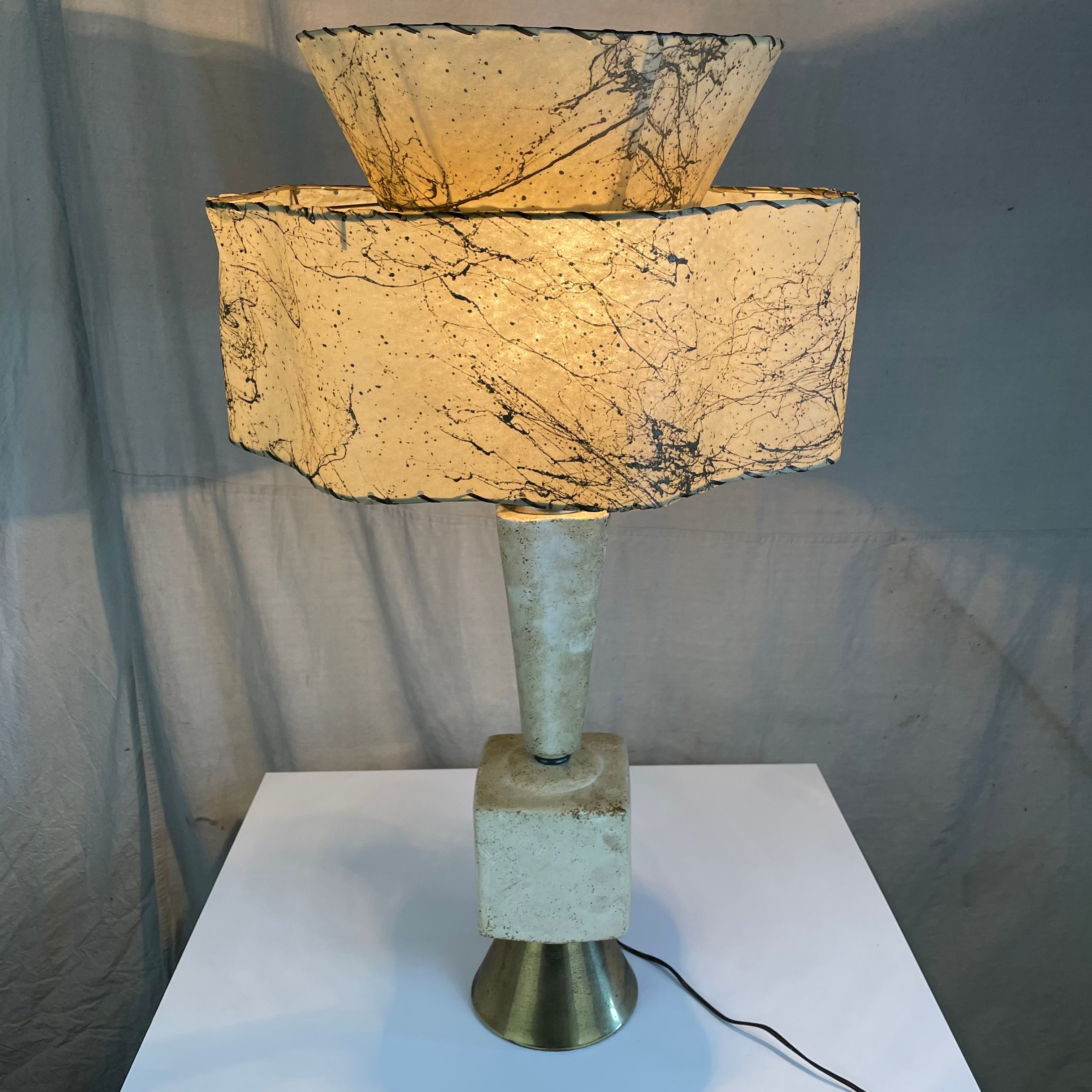 MCM Sculptural Off White Speckled Lamp