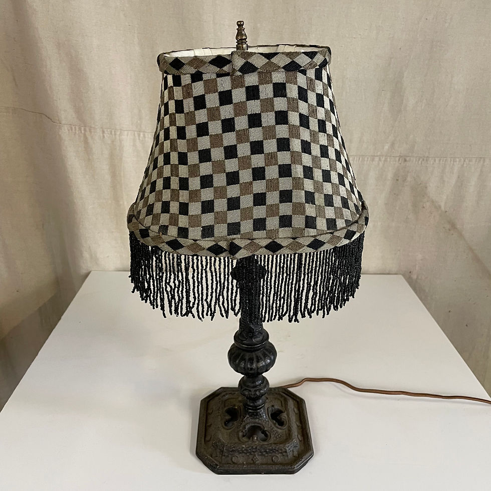 Thumbnail: Cast Iron Lamp w/ Checkered Shade