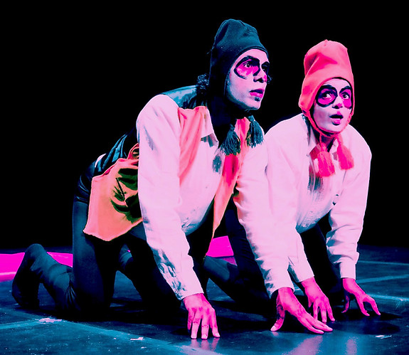 Sachin and Sherya, as animals in their award winning clown show Colonial Circus