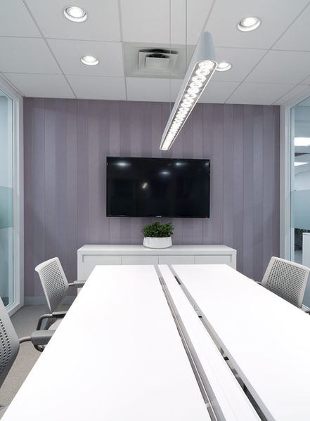 Swarovski Headquarters meeting room showing wall textures. Pamela Glazer Architecture