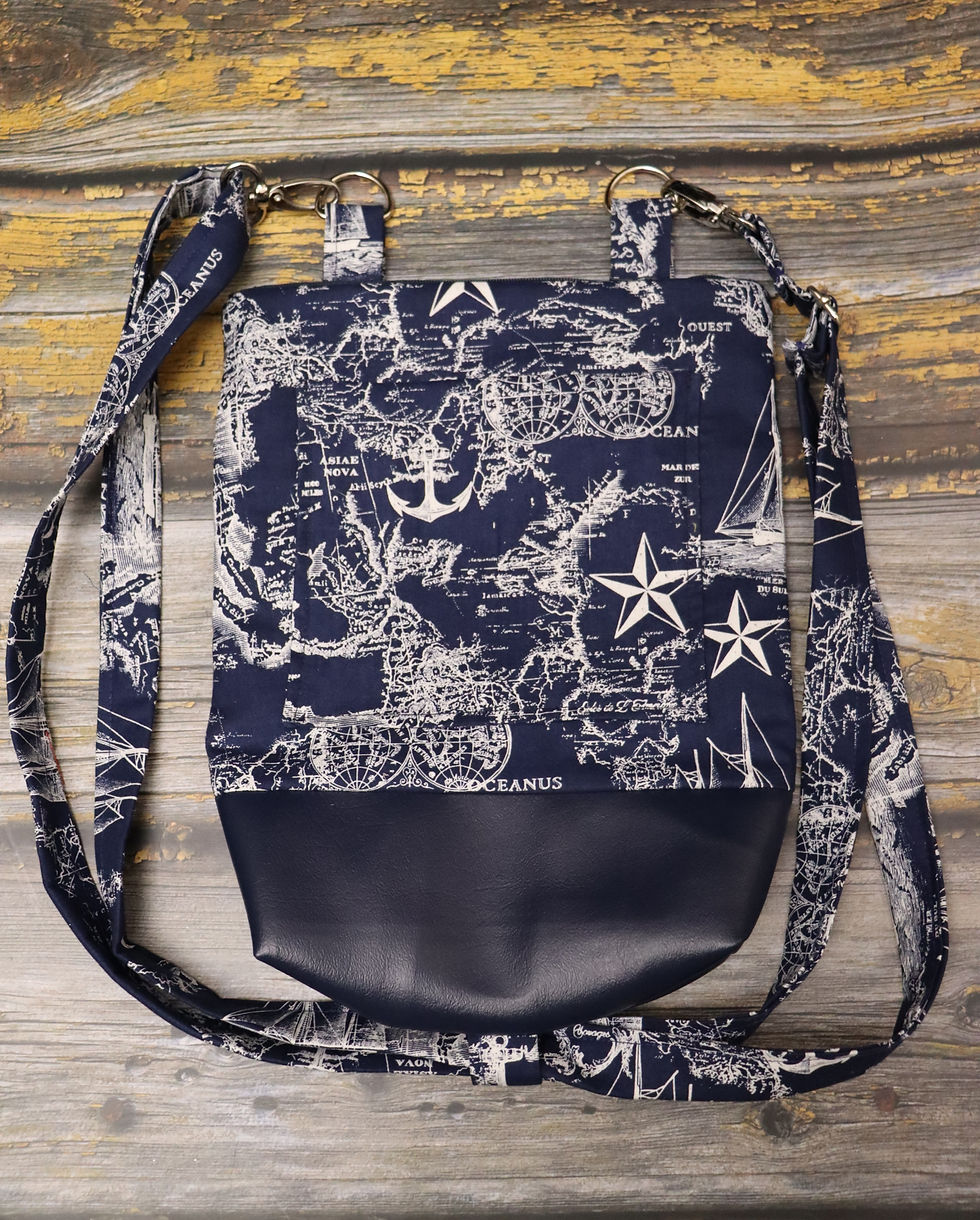 Thumbnail: Nautical Sailor's Map 3in1 Shoulder Crossbody Backpack