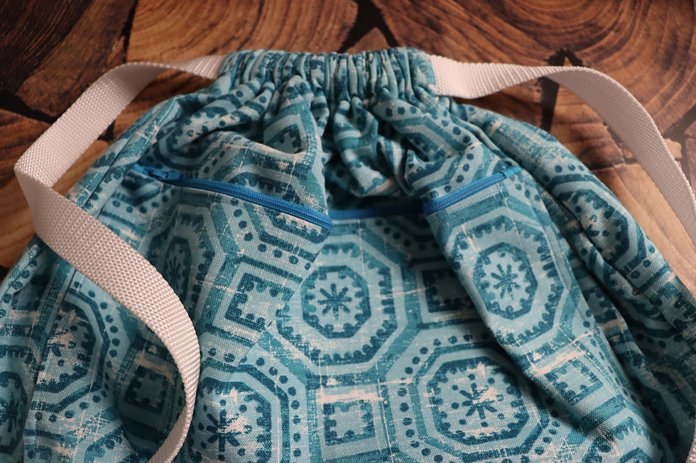 Thumbnail: Spanish Azul Oversized Drawstring Backpack 