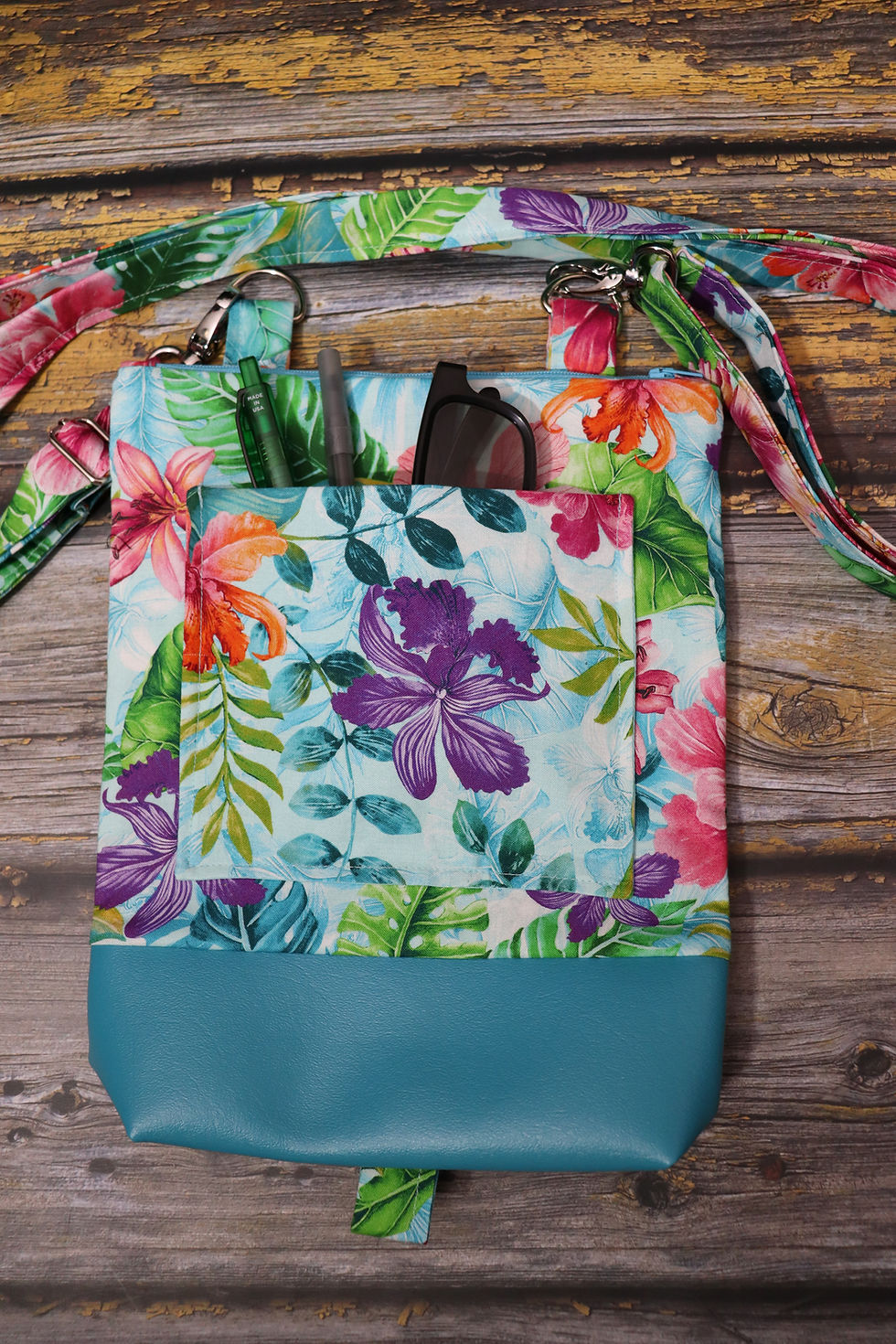 Thumbnail: Tropical Hibiscus 3in1 Shoulder Crossbody Backpack