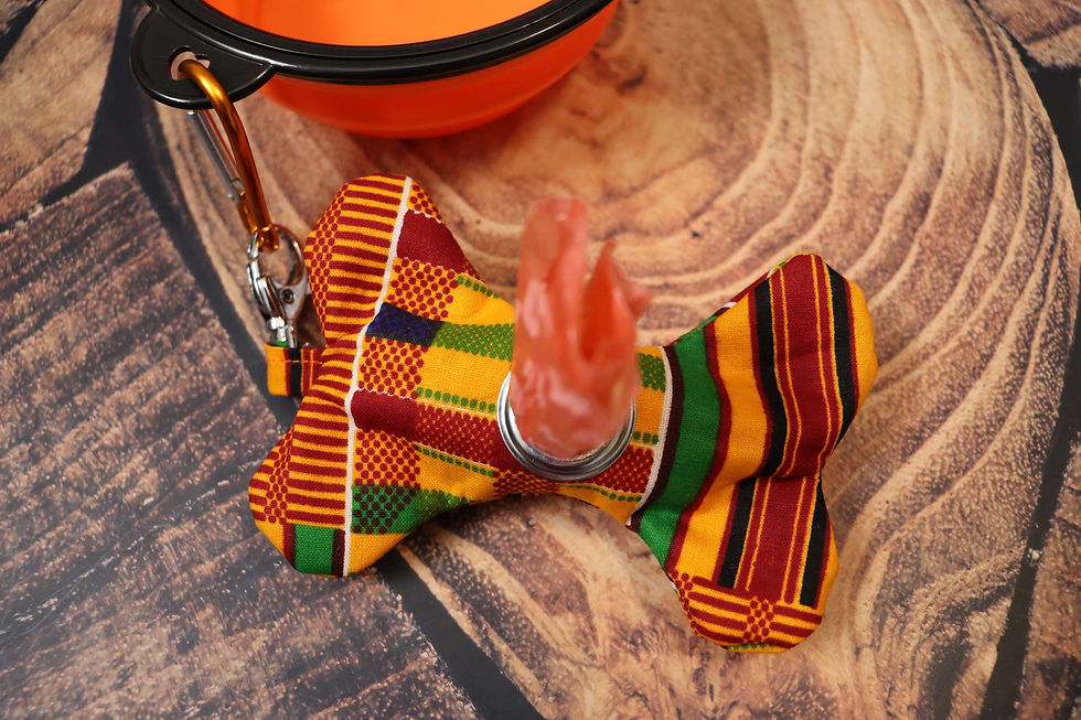 Thumbnail: Kente Kingdom Dog Poop Bag Holder With Collapsible Dog Bowl 