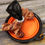 Thumbnail: Aztec Heritage: Orange Dog Poop Bag Holder With Collapsible Dog Bowl