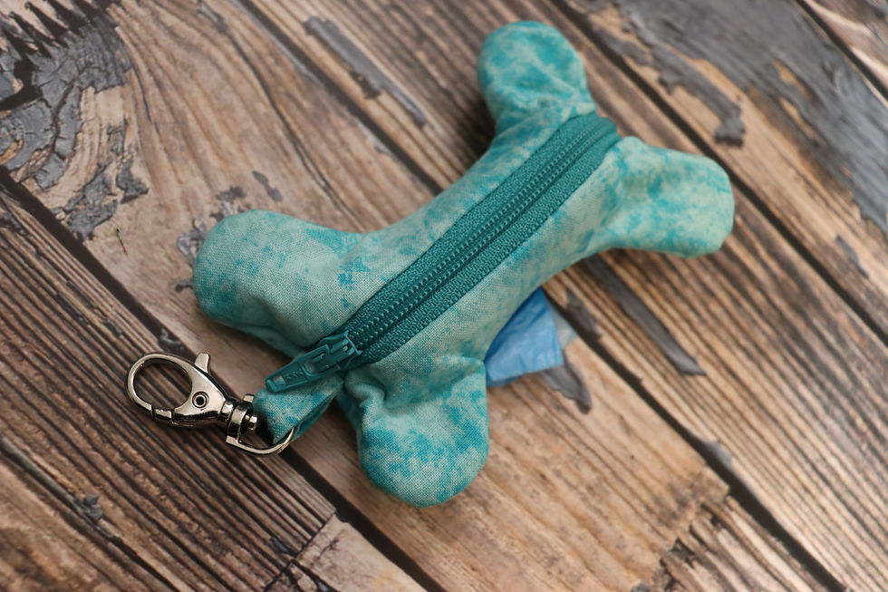 Thumbnail: Blueish Green & Cloudy Dog Poop Bag Holder With Collapsible Dog Bowl