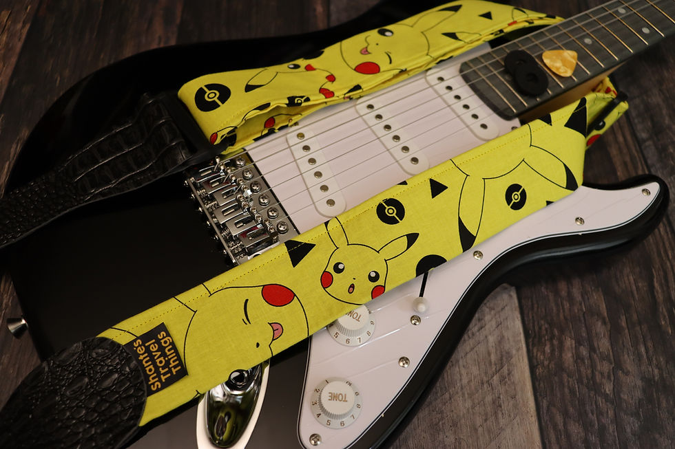 Thumbnail: Pikachu Face Guitar Strap For Acoustic, Electric & Bass Guitar