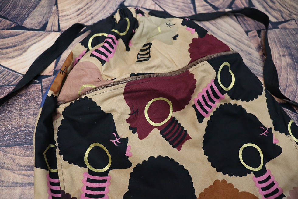 Thumbnail: Black Coffee Fro Oversized Drawstring Backpack