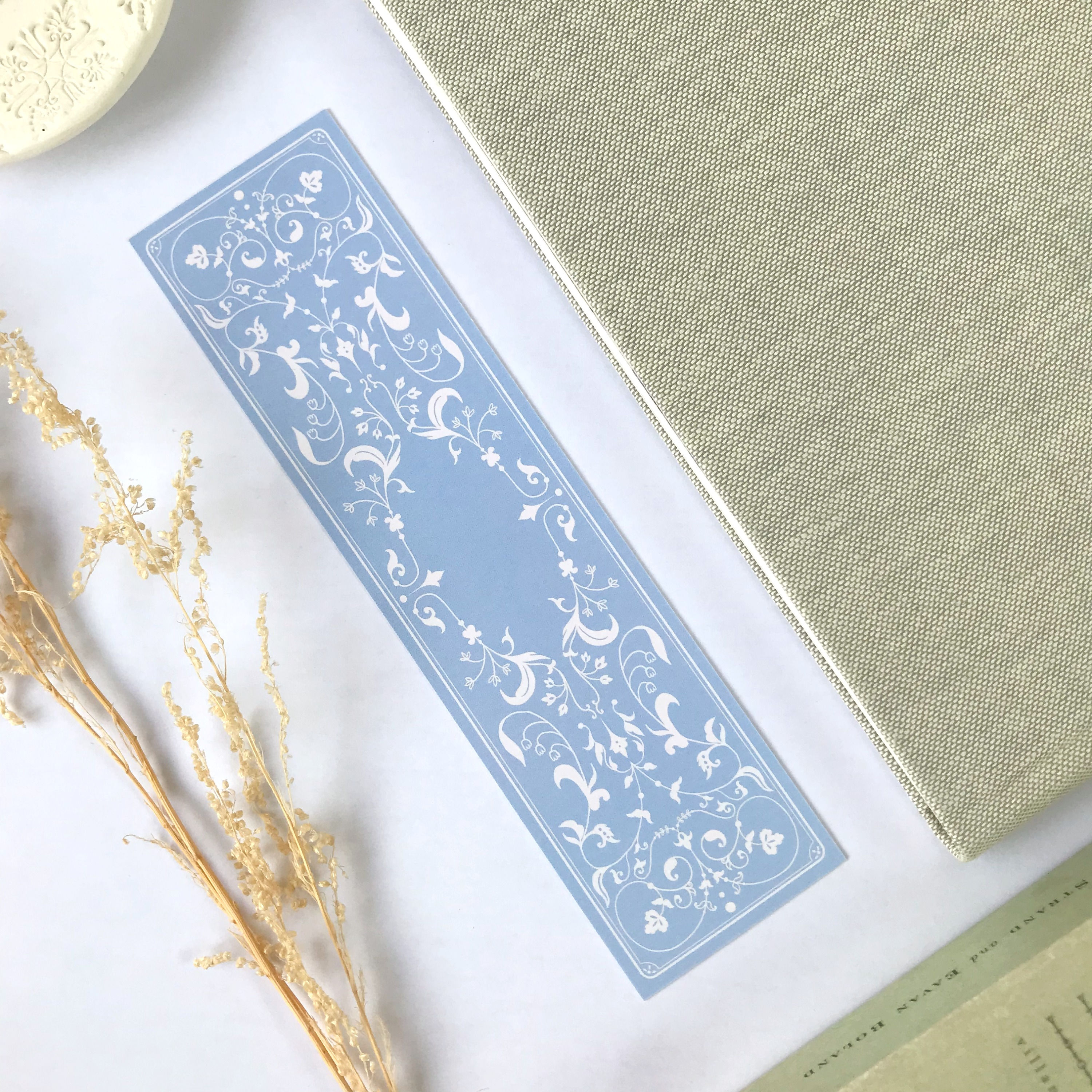 Chalk Flourish Powder Blue Bookmark
