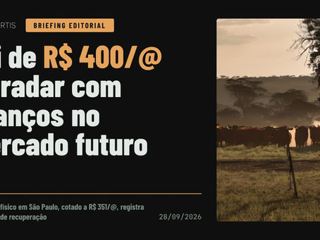 Análise AniVertis sobre Boi de R$ 400/@ no radar com avanços no mercado futuro