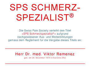 Dr. V. Remenez ist neu SPS Schmerzspezialist
