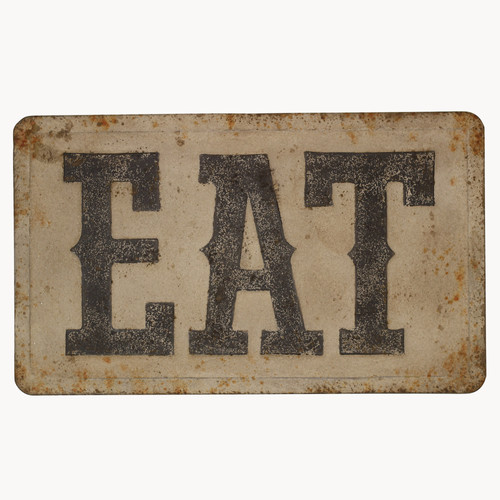 Distressed rustic metal 'EAT' wall sign Van Woodbury Home