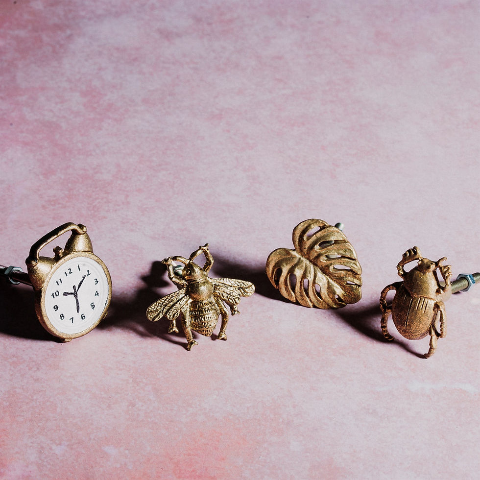 Thumbnail: Pair of golden bee vintage drawer knobs