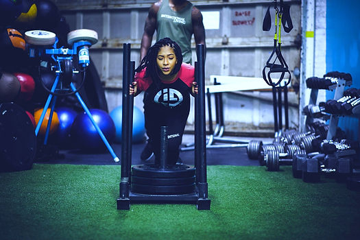 Woman pushing through workout