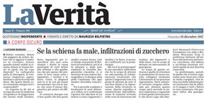 La Verità - Se la schiena fa male, infiltrazioni di zucchero