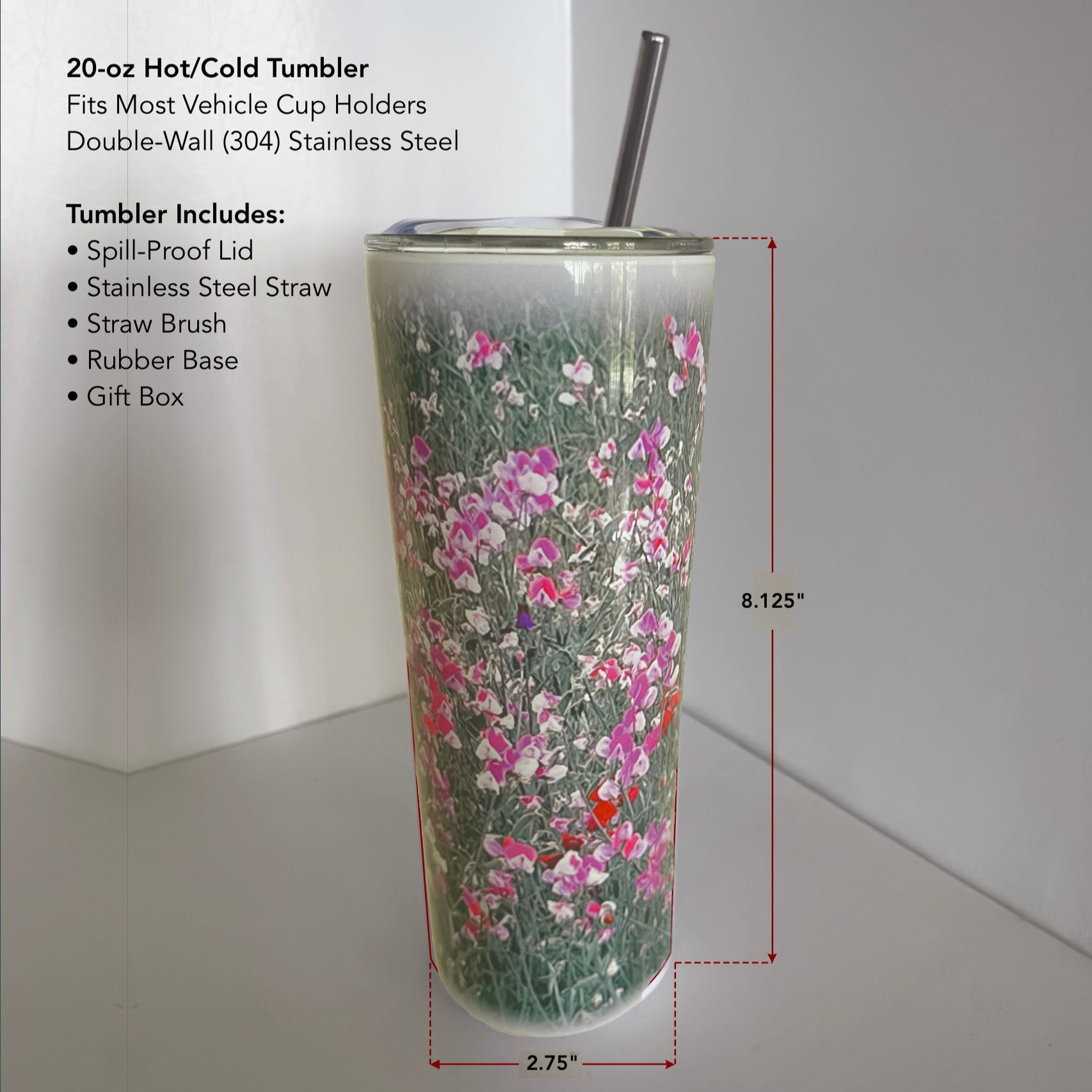 Decorated 20-oz Hot/Cold Tumbler Specifications
