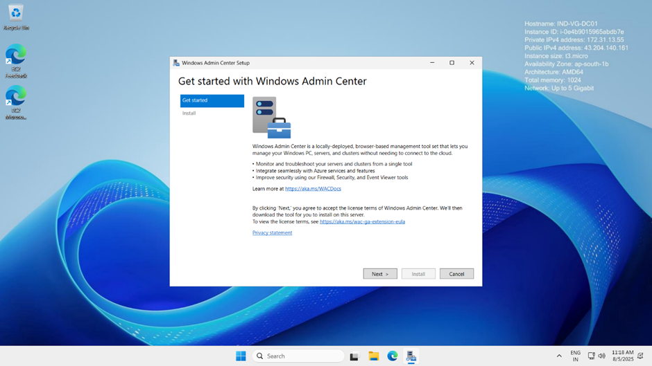 Step-by-Step Guide for Windows Admin Center (WAC) Installation