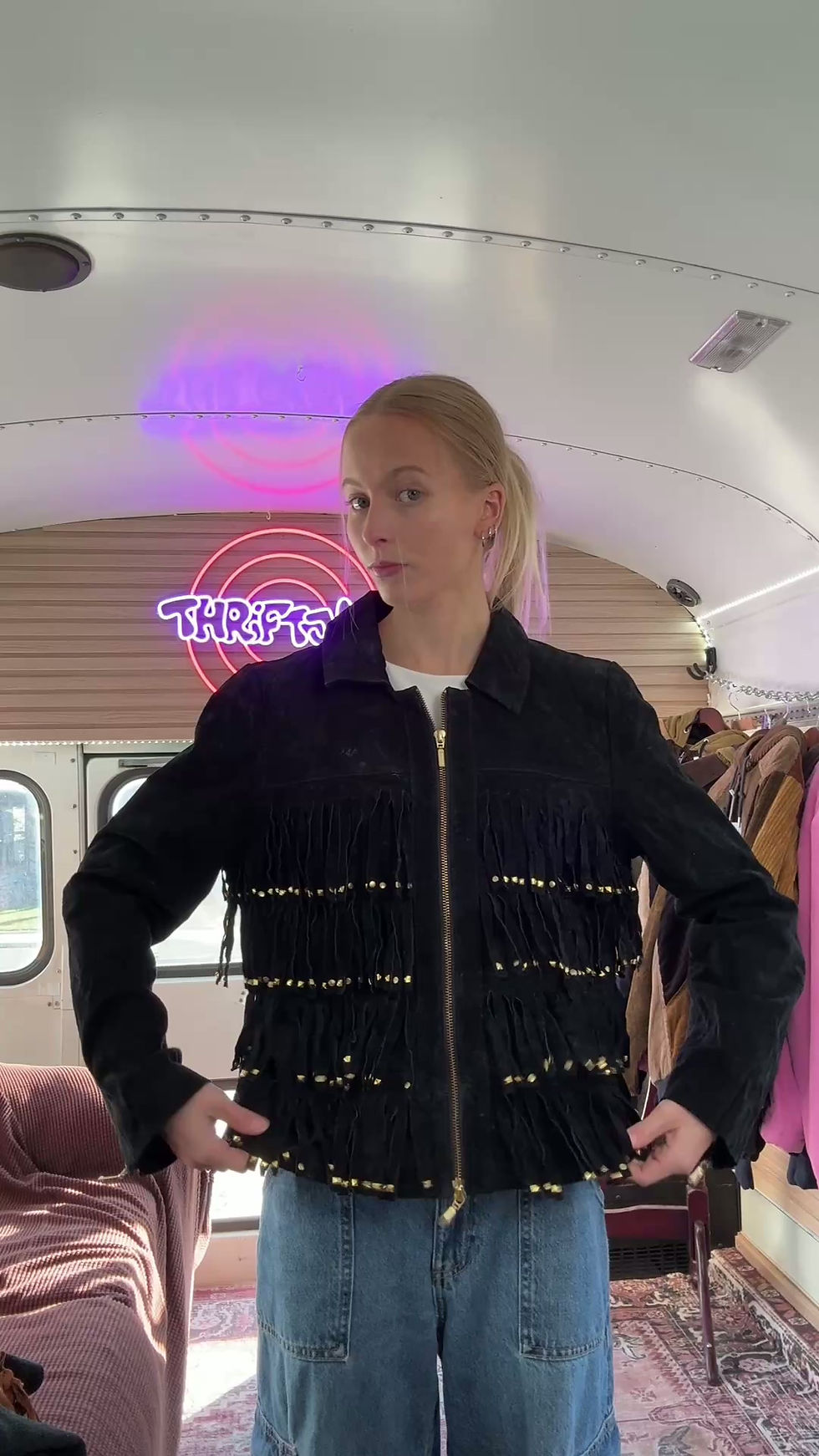 Thumbnail: Berek Large Suede Fringe Jacket
