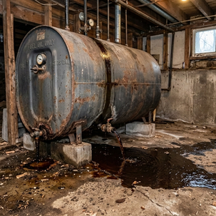 rusty oil tank leaking oil