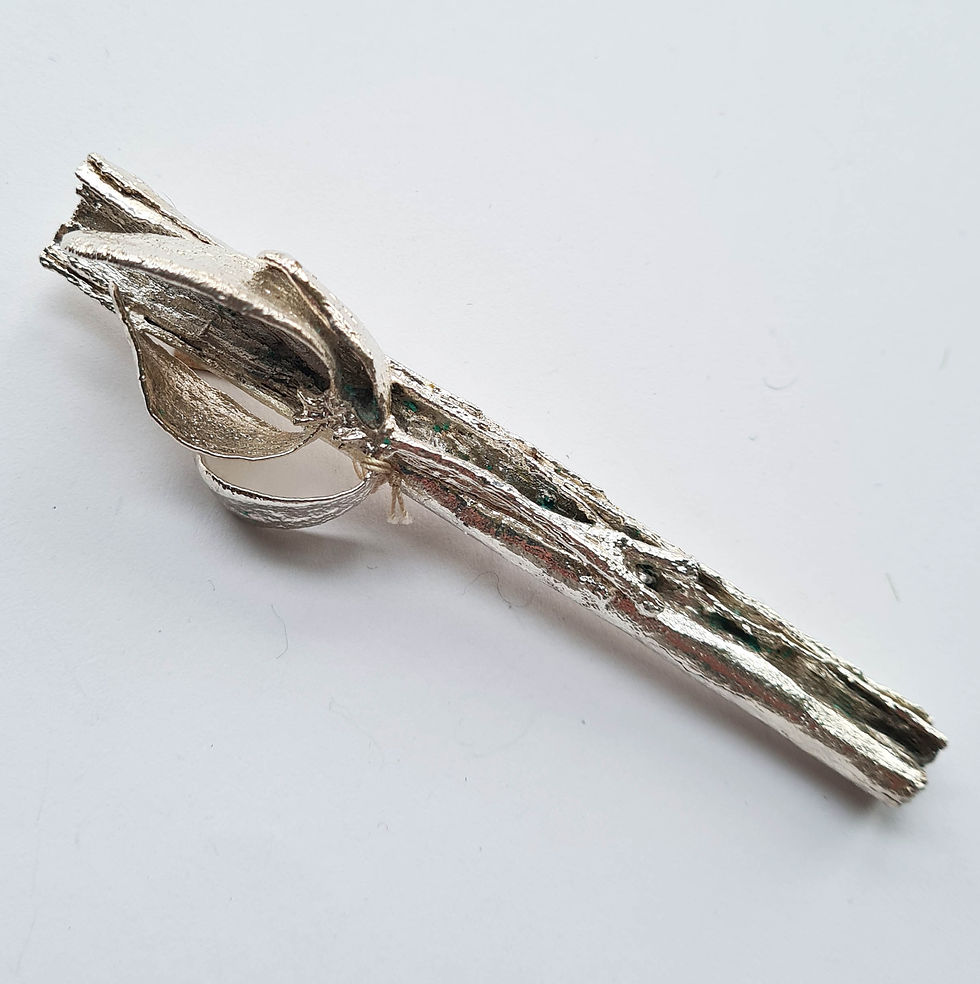 Broche bâton de cannelle et feuille de gui