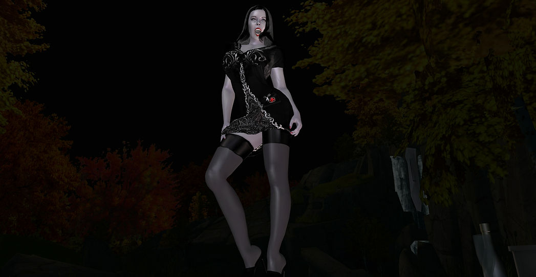 Vampire Rona strikes a pose.