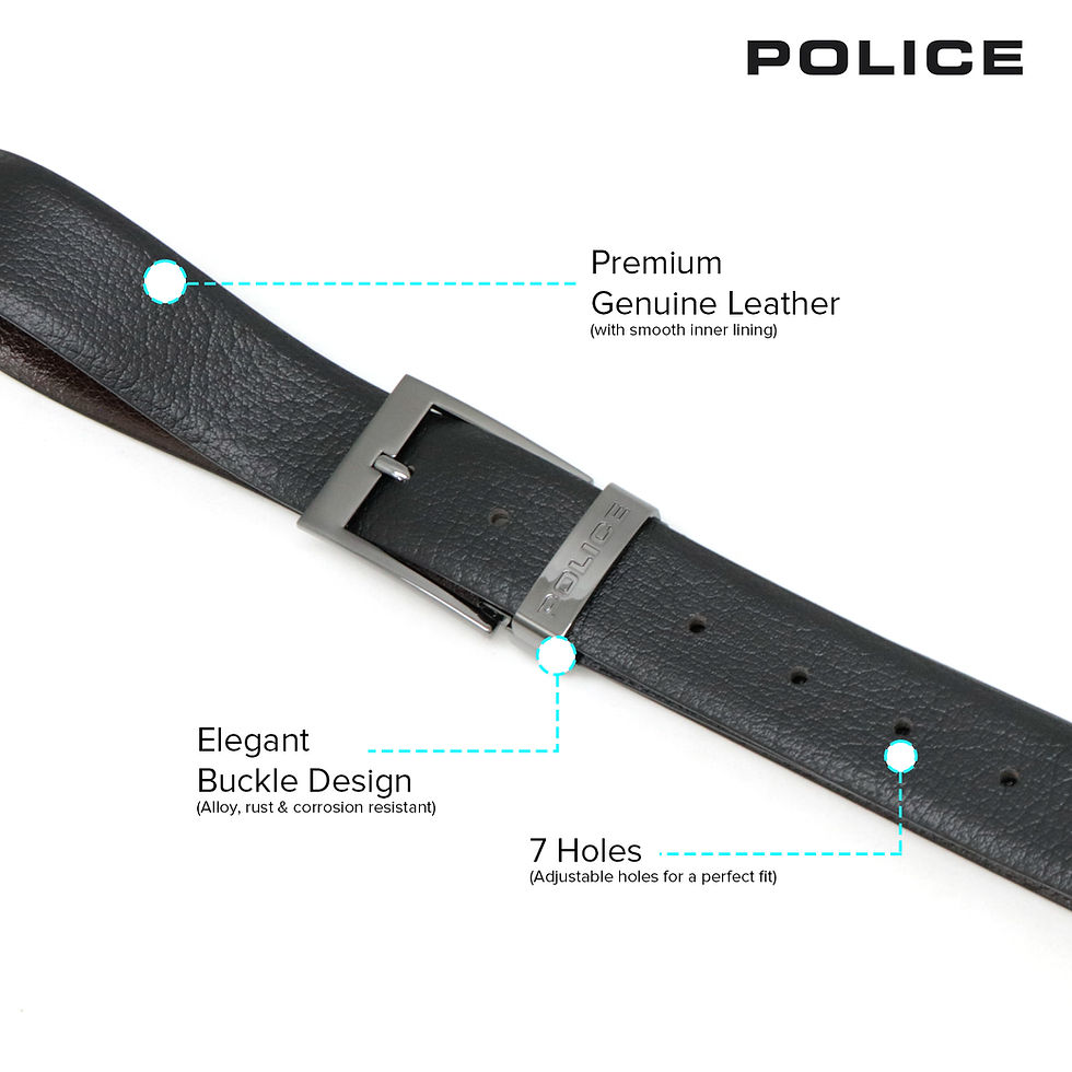 Thumbnail: POLICE 9001 MATT GUNMETAL 35 MM PRONGED BUCKLE - XQ-L769P