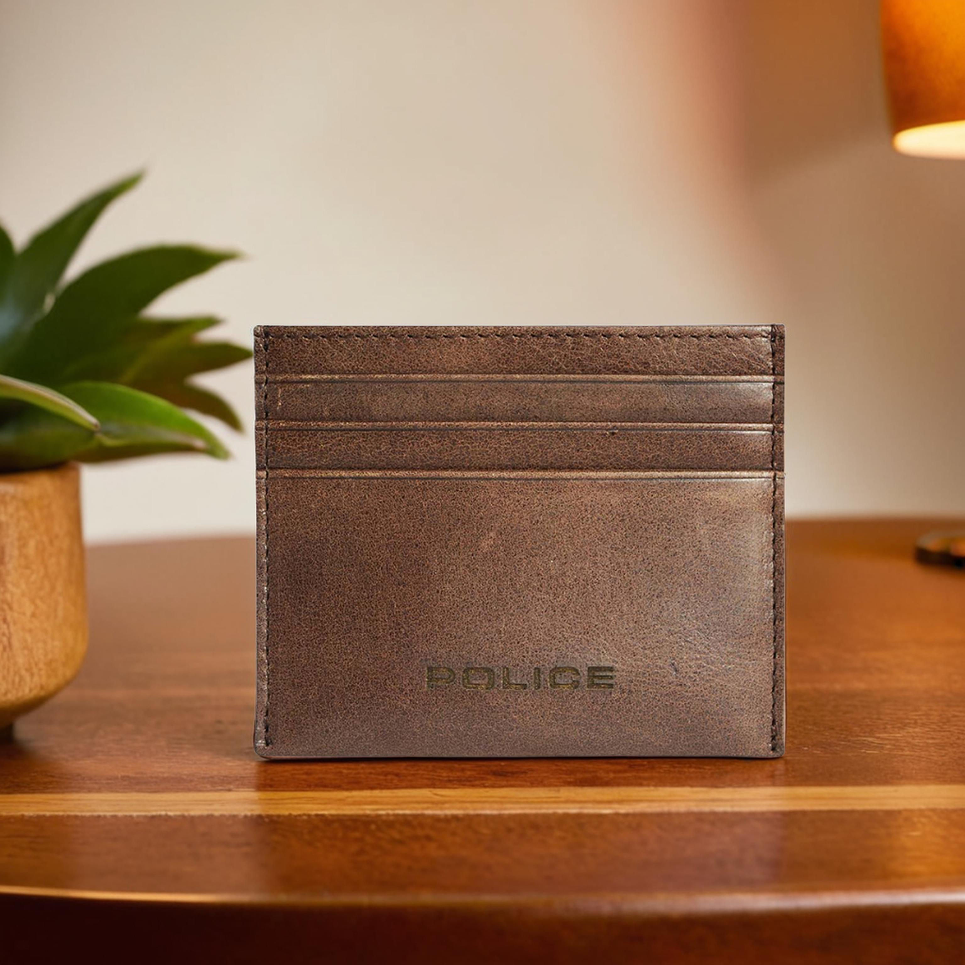 POLICE IDOL SLG CREDIT CARD CASE - BROWN