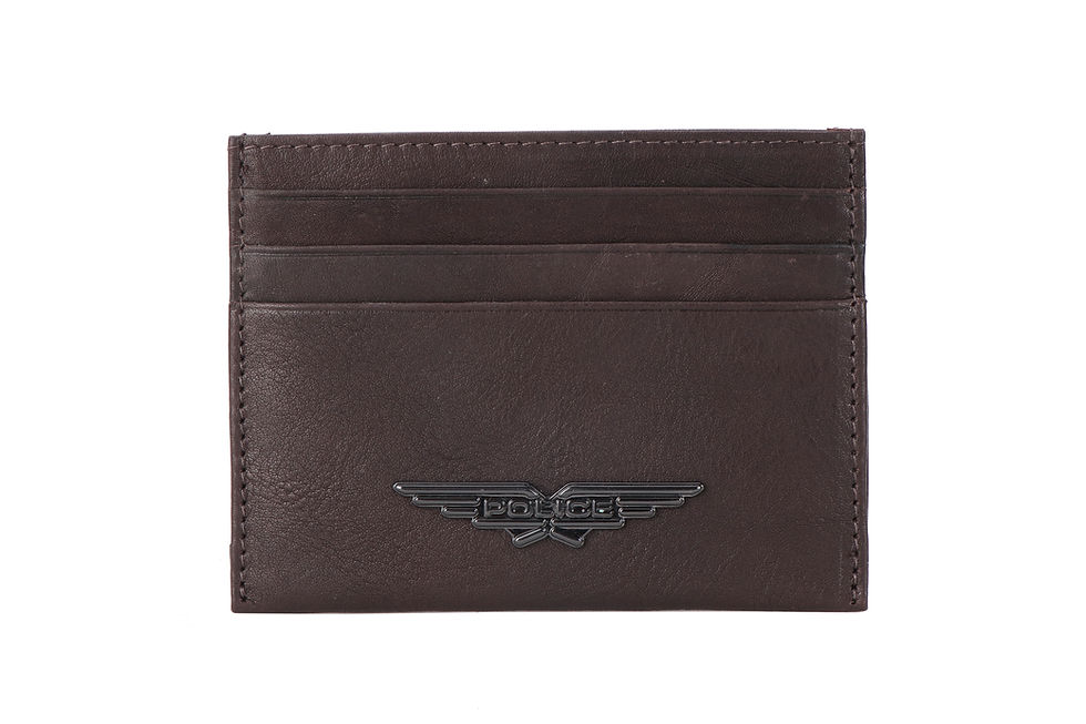 POLICE SPIKE CREDIT CARD CASE-OAK BROWN