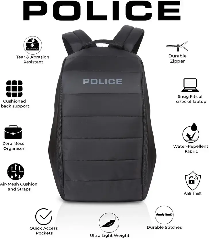 POLICE BORE ANTI-THEFT BACKPACK-BLACK