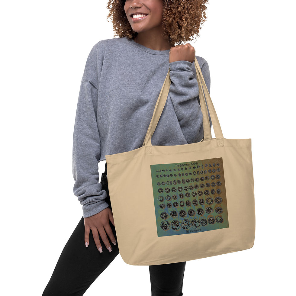 Thumbnail: The Johnson's Solids - 92 Polyhedra LP Large organic tote bag