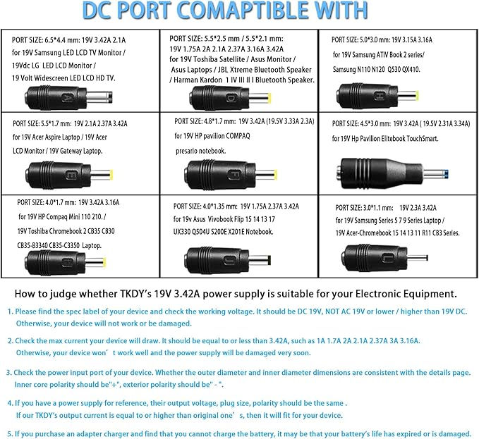 Thumbnail: 19V 3.42A Laptop Charger Adapter, 19V DC Power Supply