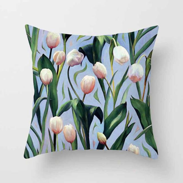 サムネイル： Vintage Flower Tropical Leaves Cushion Cover