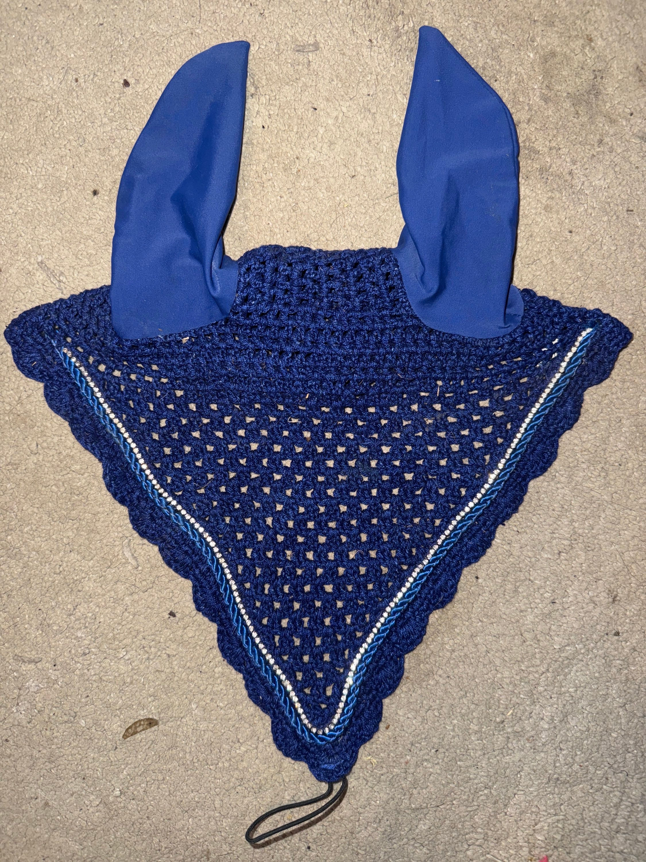 Cob Blue Diamanté Tie Down Fly Veil 