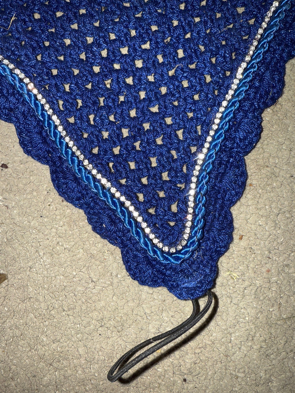 Thumbnail: Cob Blue Diamanté Tie Down Fly Veil 