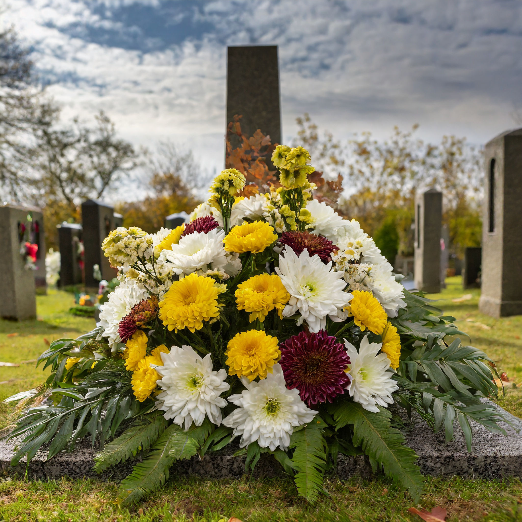 Graceful Goodbye Teardrop Funeral Arrangement