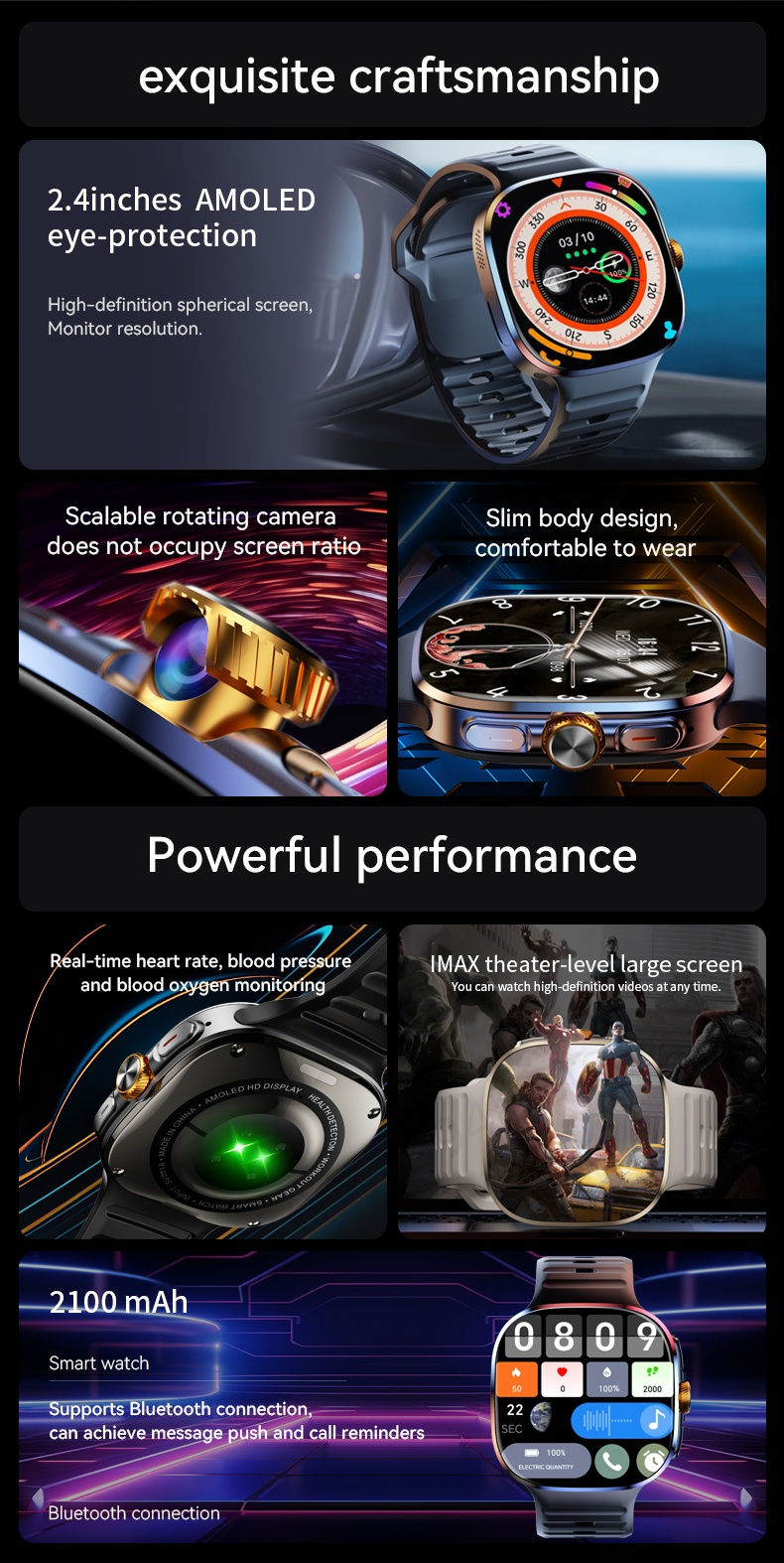 Miniaturbild: M99 Smartwatch 5G With 2.4inch Amoled Screen 900W Rotating Camera WIFI GPS Posit