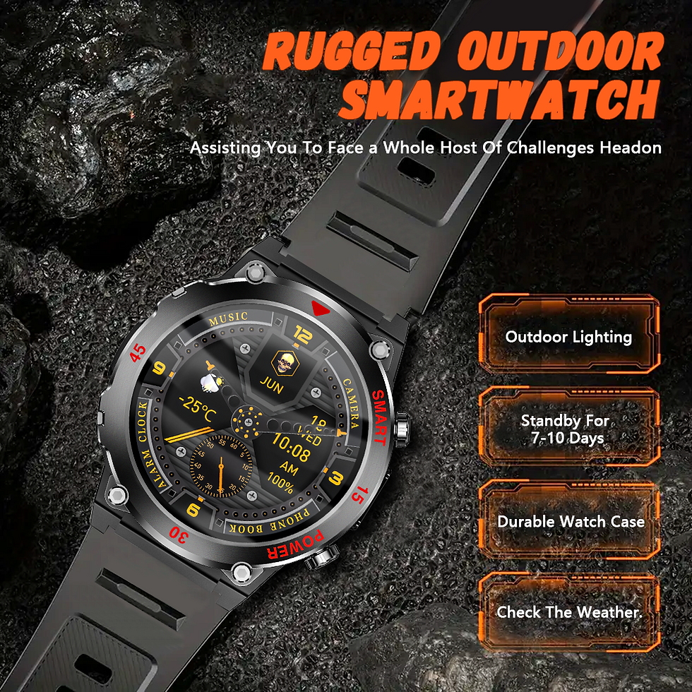 Miniaturbild: LAXASFIT 2025 New Outdoor Smart Watch LED Flashlight Men's Bluetooth Calling Spo