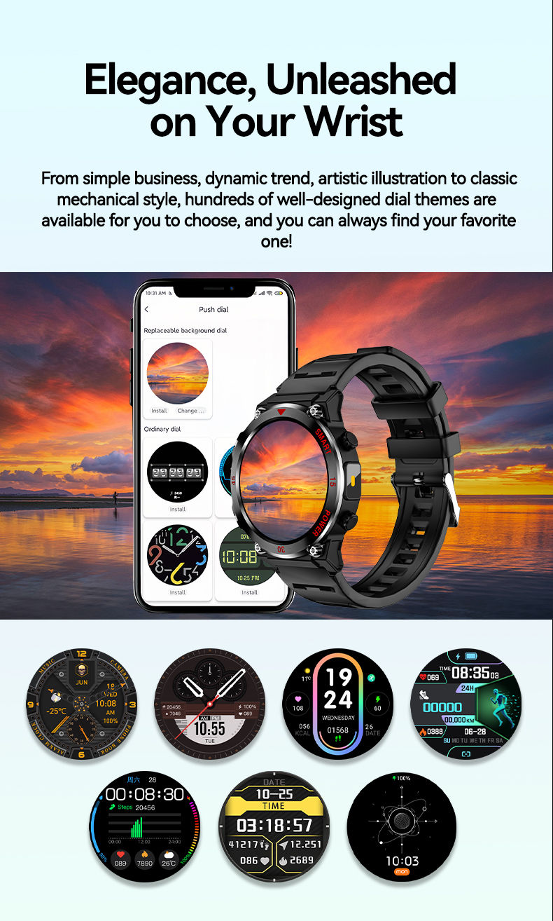 Miniaturbild: LAXASFIT 2025 New Outdoor Smart Watch LED Flashlight Men's Bluetooth Calling Spo