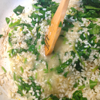 risotto with wooden spoon