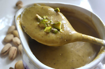pistachio cream in a spoon