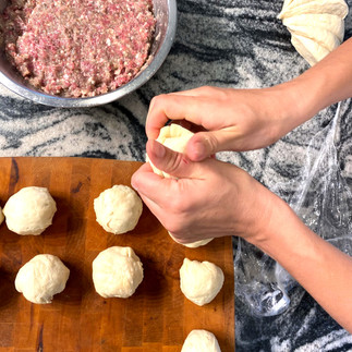 making balls out of dough