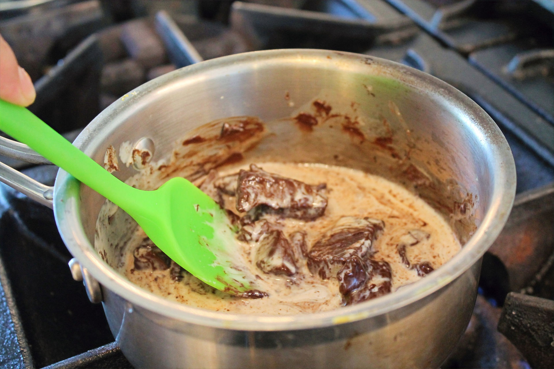 chocolate melting in a pot