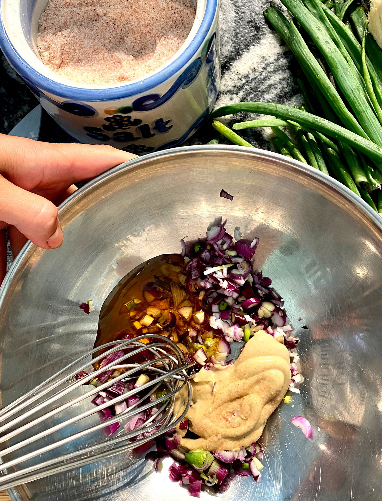 ingredients in a bowl for the dressing