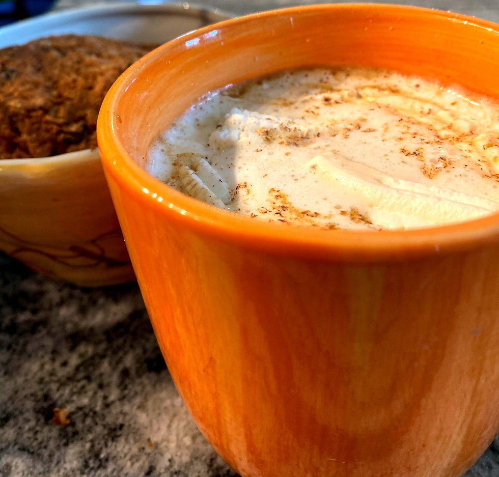 pumpkin late in an orange cup