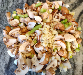 chopped mushrooms, scallions and garlic