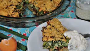 Oven-baked omelette with fresh greens and toasted walnuts, a nutritious and elegant breakfast dish.