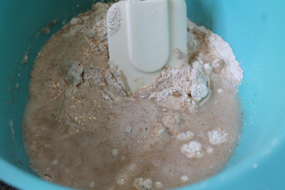 mixing a sponge for the bread