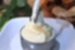 bowl with creme fraiche and spoon